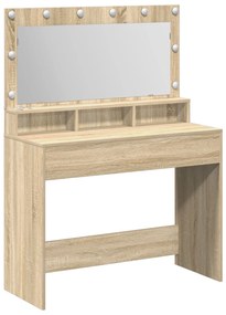 Mesa de Maquilhagem com Luzes LED Carvalho Sonoma 100x41x135 cm