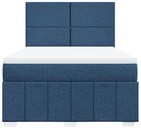 Cama com molas/colchão 160x200 cm tecido azul