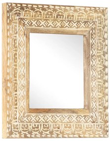 vidaXL Espelho esculpido à mão 50x50x2,6cm madeira de mangueira maciça