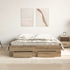 Estrutura de Cama com Gavetas Carvalho Artesanal