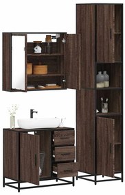 vidaXL 3 pcs conj. móveis WC derivados madeira cor carvalho castanho