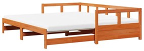 Sofá-cama com gavetão e colchões 90x200 cm pinho castanho-mel
