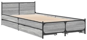 Estrutura de cama c/ gavetas derivados madeira cinza sonoma