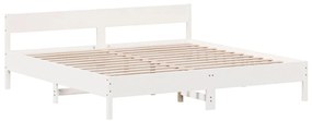 Cama sem colchão 200x200 cm madeira de pinho maciça branco