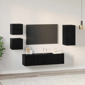 Conjunto de móvel de TV 5 pcs Carvalho preto Madeira processada
