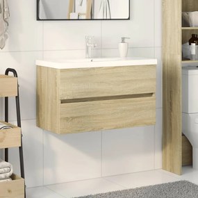 vidaXL 2 pcs conj. móveis de WC cerâmica e derivados de madeira