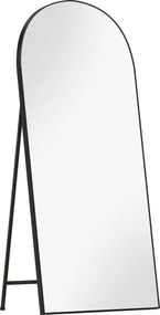 HOMCOM Espelho de Corpo Inteiro 180x80 cm Espelho de Pé Arqueado Moldura de Alumínio Independente Apoiado e de Parede Preto | Aosom Portugal