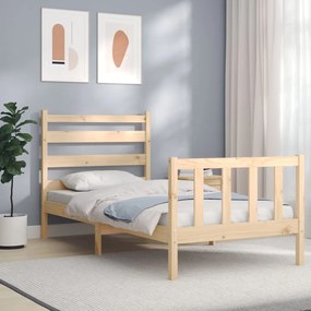 Estrutura de cama com cabeceira 90x190 cm madeira maciça