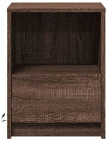 Mesa cabeceira c/ luzes LED derivados madeira carvalho castanho
