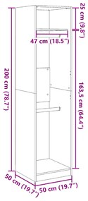 Roupeiro 50x50x200 cm contraplacado branco