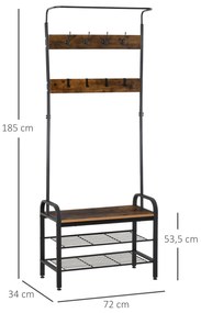 HOMCOM Móvel Cabide de Entrada com 8 Ganchos e Sapateira Armário de En
