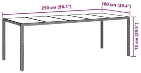 Conjunto de Jantar para Jardim 9 pcs Bege 250 x 100 x 75 cm