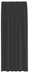 Cortinas de voile com bolsos para varão 2 pcs preto