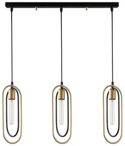 Candeeiro de Teto Cerco – Preto e Dourado – 64 x 8 cm