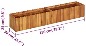 Floreira de jardim 150x30x25 cm madeira de acácia maciça