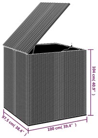 Caixa para almofadões de jardim 100x97,5x104cm vime PE cinzento