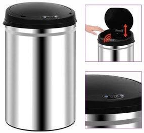 vidaXL Caixote do lixo com sensor automático 30 L aço inoxidável
