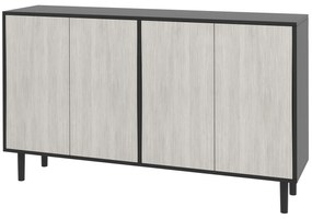 HOMCOM Buffet de Cozinha Móvel de Armazenamento 2 Armários com Prateleiras Ajustáveis 121x37x75 cm Preto e Aspecto de Madeira Cinza | Aosom Portugal