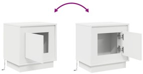 Mesa de cabeceira com luzes LED Branca 44x34,5x45 cm