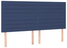 Cabeceira de cama c/ luzes LED tecido 160x5x118/128 cm azul