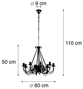 LED Candelabro inteligente ferrugem marrom 8 luzes incl. Wifi B35 - Giuseppe Clássico / Antigo,Country / Rústico