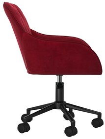 Cadeira de escritório giratória veludo vermelho tinto