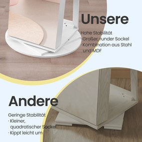 Armário para joias com espelho de corpo inteiro sem moldura 54,5 x 54,5 x 162 cm Branco + Cinzento