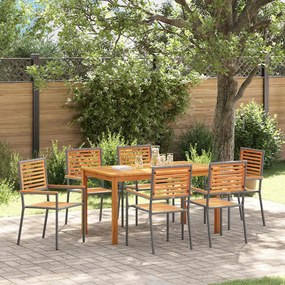 vidaXL Conjunto de Jantar de Jardim 7 pcs Cinzeto 140 x 80 x 74 cm