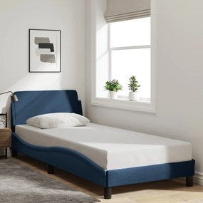 Estrutura cama c/ cabeceira sem colchão tecido 90x190 cm azul