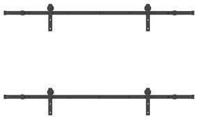Kit de ferragens para porta deslizante 200 cm aço preto