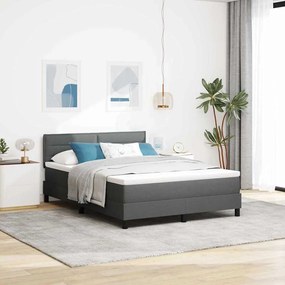 vidaXL Camas Box com Colchão Cinza Escuro 140x190 cm Tecido