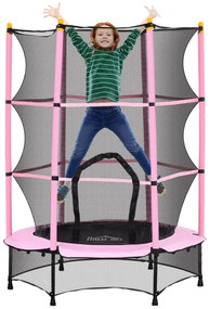 HOMCOM Trampolim para Crianças com Rede de Segurança e Estrutura de Aço para Interiores e Exteriores Carga 50kg Ø140x190 cm Rosa