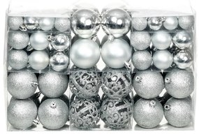 Conjunto de bolas de natal 100 pcs 3/4/6 cm prateado