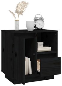 Mesa de cabeceira 50x34x50 cm madeira de pinho maciça preto