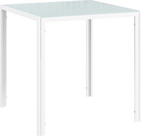 HOMCOM Mesa de Jantar em Vidro, Mesa de Cozinha Quadrada para 4 Pessoas com Pés Metálicos, 75x75x75 cm, Branco | Aosom Portugal