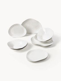 Conjunto de loiça em porcelana com forma orgânica Joana, 12 uni.