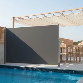 Toldo lateral, cortina lateral extensível 160,1 x 300,1 cm, proteção visual antracite