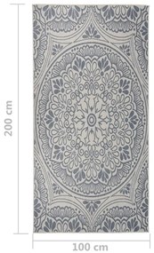 Tapete de tecido plano para exterior 100x200 cm padrão azul