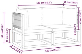 Sofás de canto p/ jardim 2 pcs c/ almofadões acácia maciça