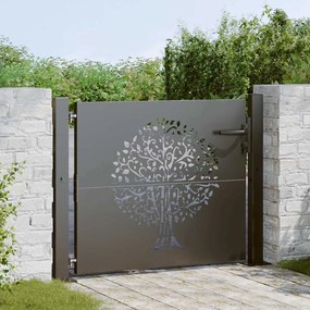 Portão de Jardim Preto 105 x 100 cm Aço com Revestimento em Pó