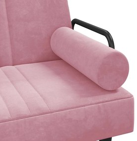 Sofá-cama com apoio de braços veludo rosa