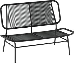 Outsunny Sofá Exterior de Ratan de 2 Lugares com Assento e Encosto em Ratan Estrutura de Aço Suporta até 240 kg Preto | Aosom Portugal