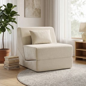 Poltrona-Cama de Chão, 90 x 76 x 74 cm, Convertível 3 em 1, Bege