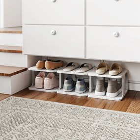 Organizador de sapatos empilhável com 6 níveis em Plastico 27,5 x 24,5 x 76,5 cm, estante estreita vertical, economiza espaço, montagem sem ferramenta