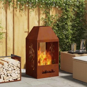 vidaXL Fire Pit Castanho 50 x 50 x 100 cm Aço Corten