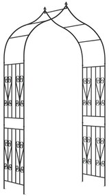 Outsunny Arco de Jardim de Metal Arco de Jardim para Plantas Trepadeiras Exterior Pátio 140x60x265 cm Preto