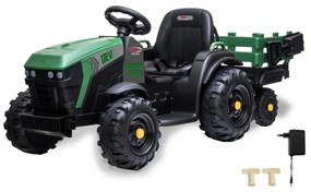 Trator elétrico infantil Super Load com reboque verde 12V