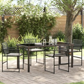 vidaXL Conjunto de Jantar de Jardim com Almofadas Preto Vime PE