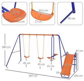 Outsunny Baloiço Infantil 4 em 1 Baloiço para Crianças com 2 Baloiços