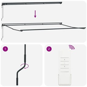 Toldo Elétrico Antracite 5 x 3 m Alumínio &amp; Poliéster